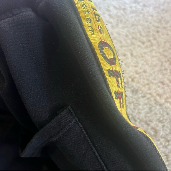 2013 MAIN LABEL OFF-WHITE YELLOW STRIPE CINCH WAIST SWEATPANTS - Picture 11 of 11